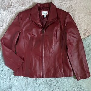 East 5th maroon genuine leather zip jacket